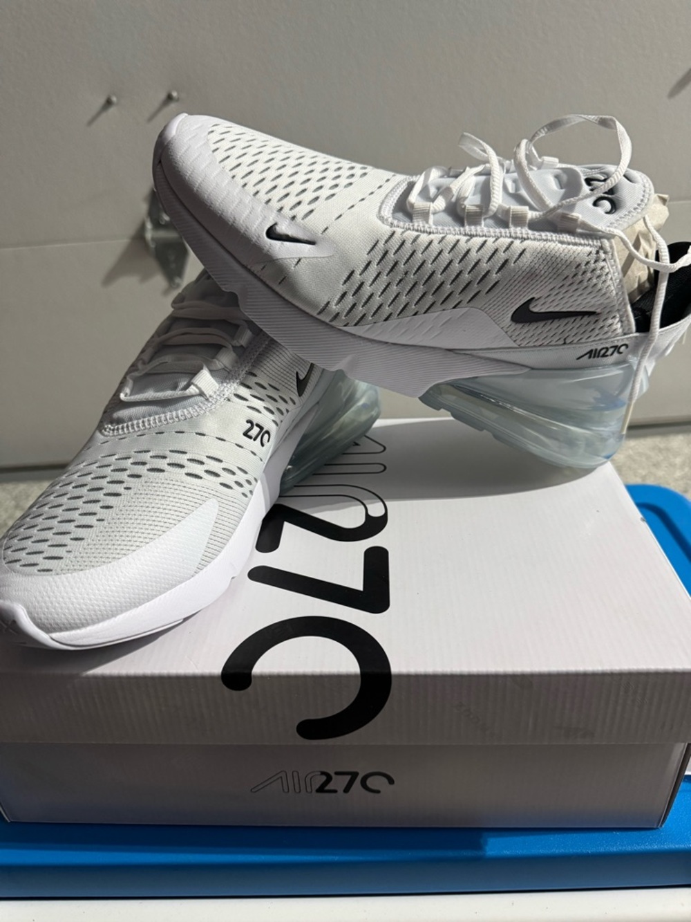 Nike White and Black Air Max 270 Slip-On Sneakers